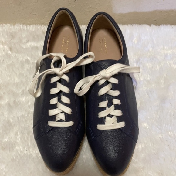 Halogen Atlantic-Pacific Theodora Platform Leather Sneaker Navy Blue Siz… - Picture 3 of 7